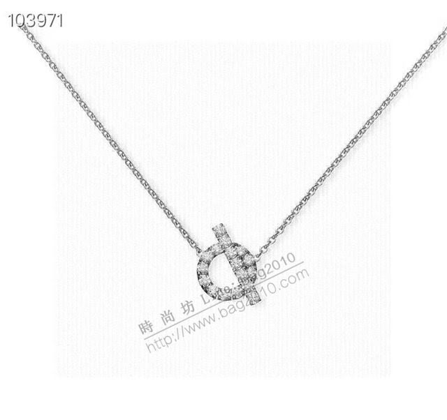 Hermes首飾品 愛馬仕OT扣滿鑽項鏈 Hermes純銀女項鏈  zgh1510